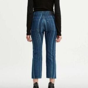 NWT Levi's Made & Crafted Blue Striped Denim Slim Crop Jeans, Size 24